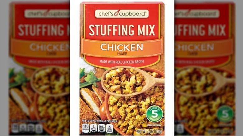 A box of Chef's Cupboard Chicken Flavor Stuffing Mix