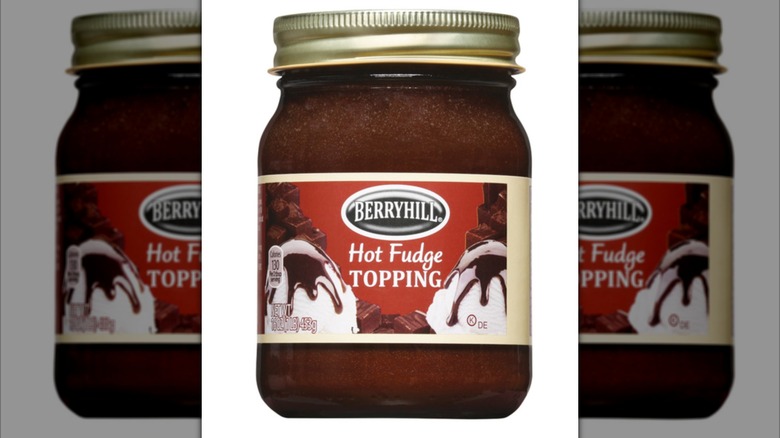 Jar of Aldi Berryhill Hot Fudge Ice Cream Topping