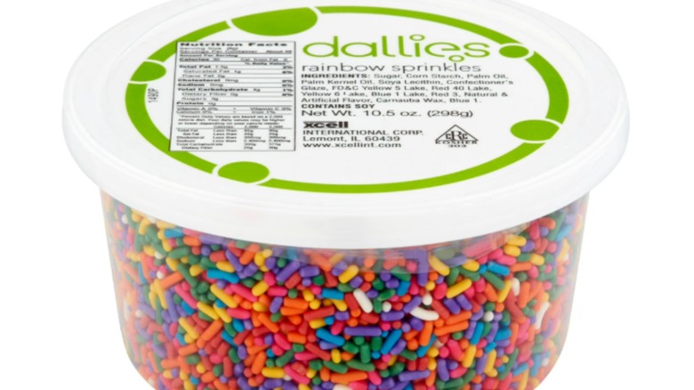 Tub of Aldi Daillies Rainbow Sprinkles