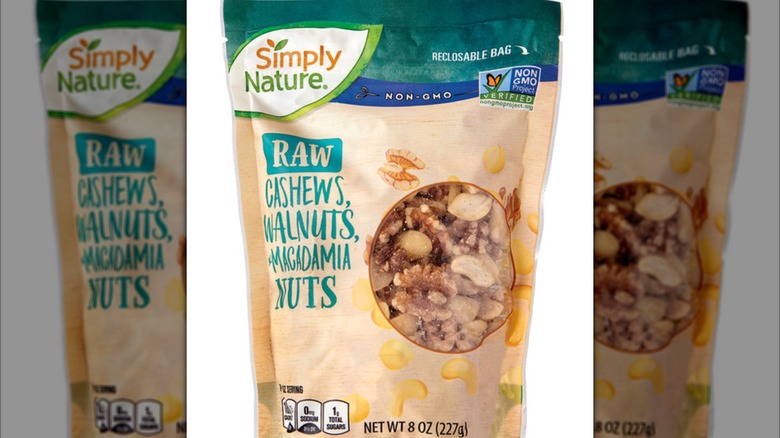 Package ofSimply Nature Cashew, Walnut, Macadamia Nuts mix