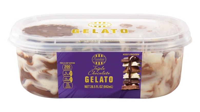 Tub of Aldi Sundae Shoppe Triple Chocolate Gelato