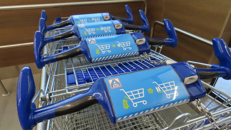 Aldi shopping carts in corral