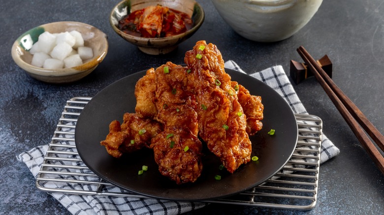 A plate of Korean fried chicken from Bonchon