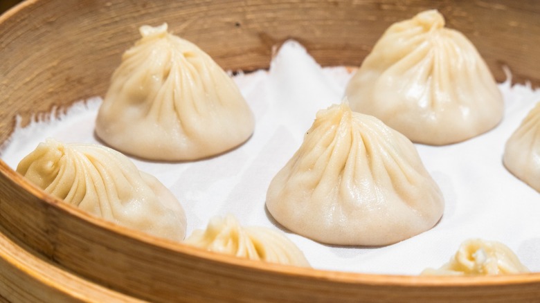 Tray of xiao long bao from Din Tai Fung