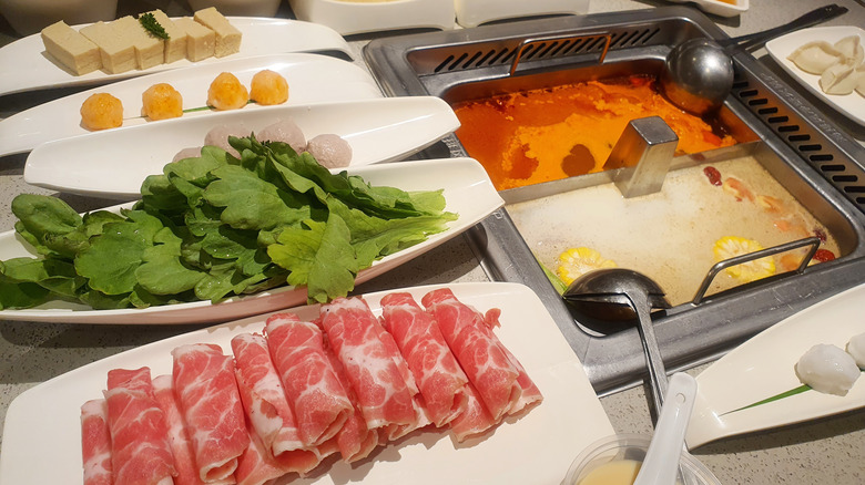 Hotpot and meat at Haidilao in Malaysia