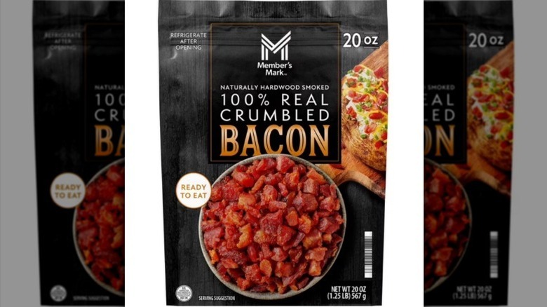 Member's Mark real crumbled bacon on white background