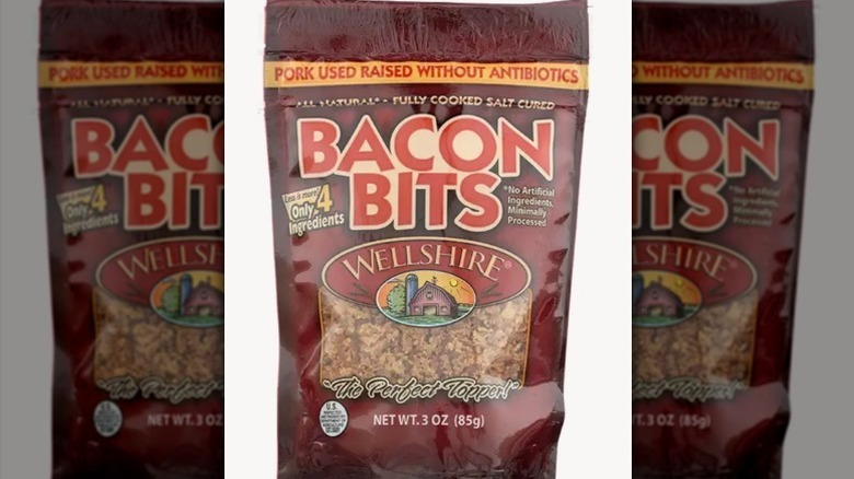 Wellshire Farms bacon bits on white background