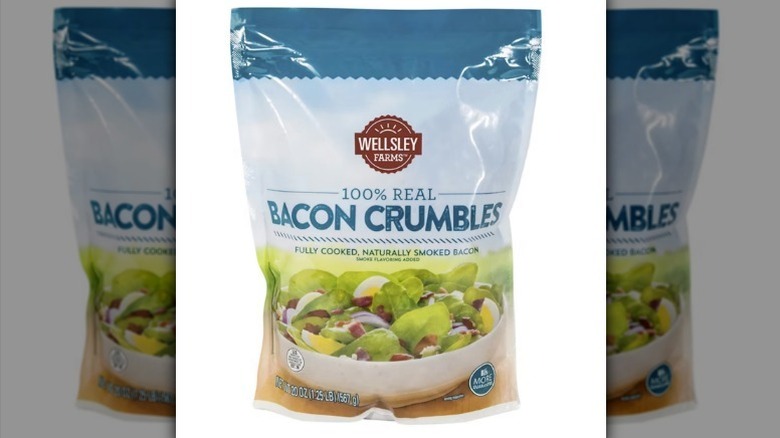 Wellesley Farms real bacon crumbles on white background