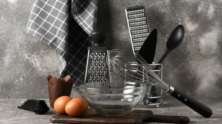 Baking tools on countertop