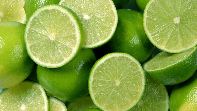 Freshly sliced limes
