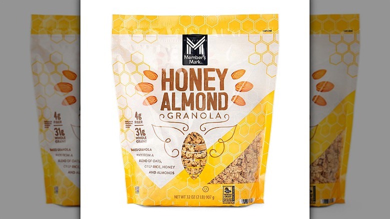 packet of yellow and white Honey Almond granola