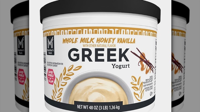 large tub of whole milk honey vanilla greek yogurt