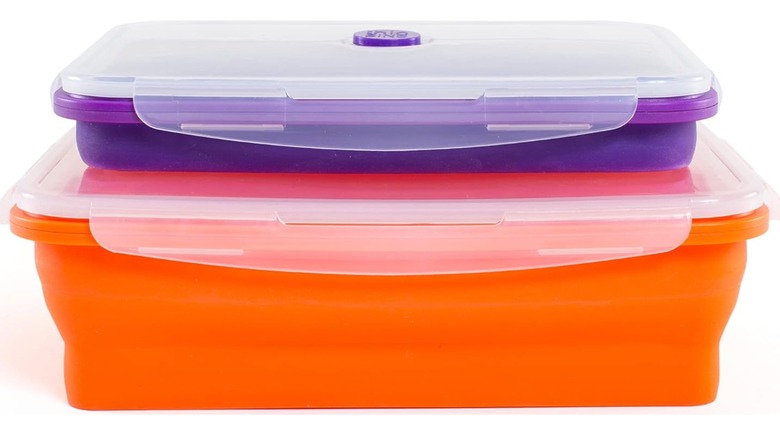 Two Thin Bins Collapsible Containers on a white background