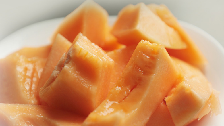 close up of sliced cantaloupe