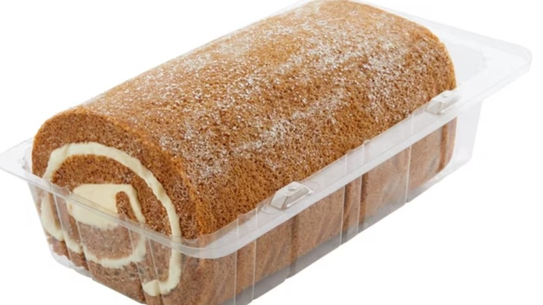 Member's Mark Pumpkin Cream Cheese Cake Roll on a white background.