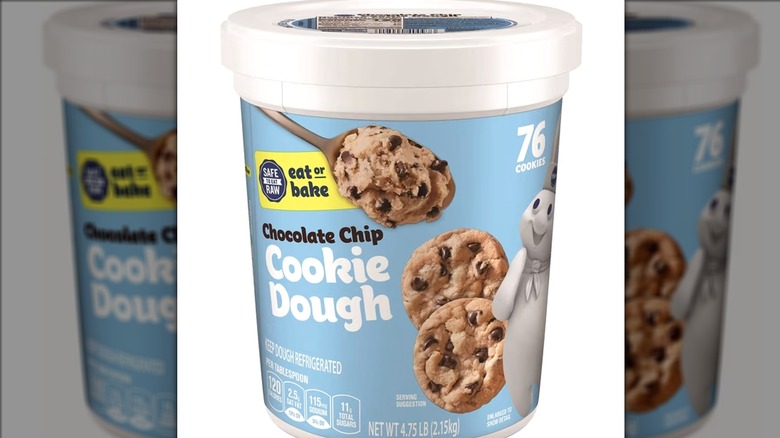 Pillsbury Chocolate Chip Cookie Dough Tub on a white background.
