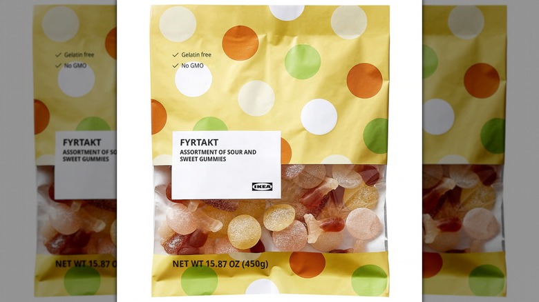 A bag of Fyrtakt Sour and Sweet Gummies on a white background