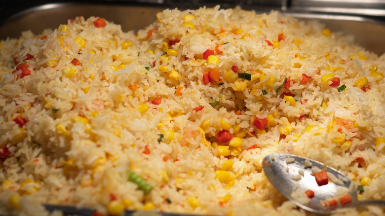 Fried rice in a buffet tray