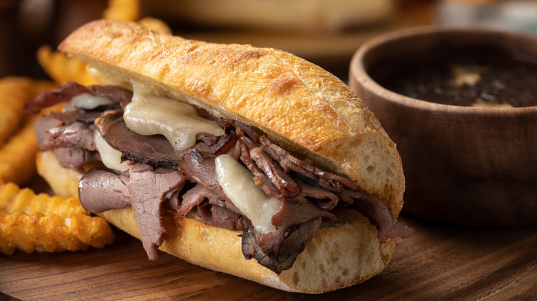 A French dip sandwich with au jus