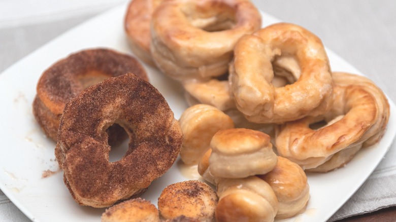 Homemade biscuit doughnuts