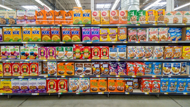 Cereal on store shelves