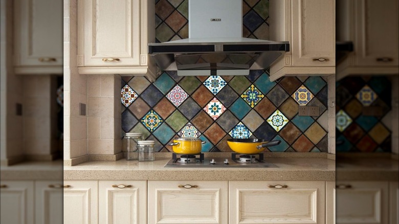 Product image of Jacklove tile decals on kitchen backsplash