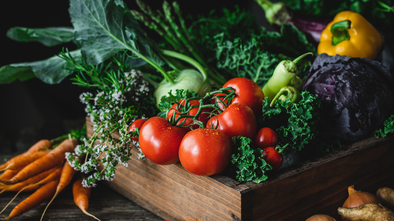 Fresh produce in a box
