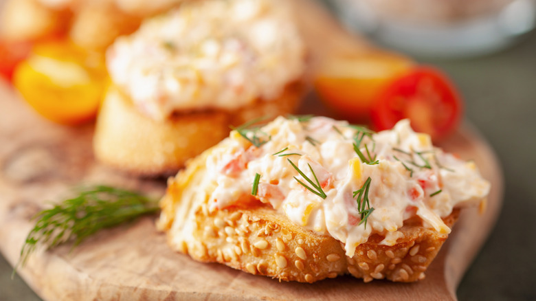 Slice of pimento cheese on toast