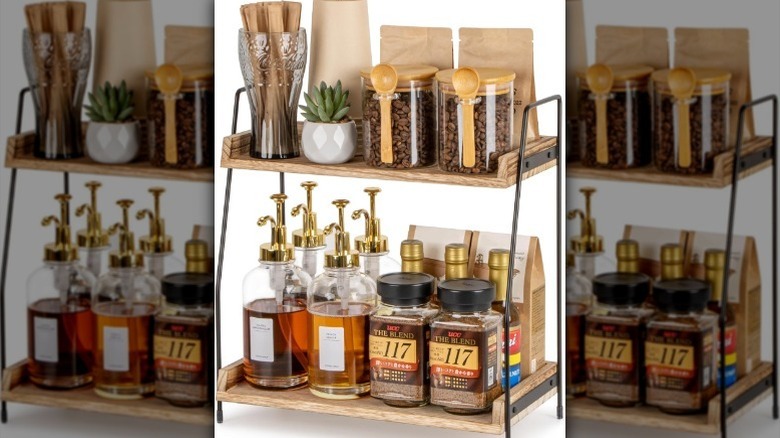 Two tier organizer on white background