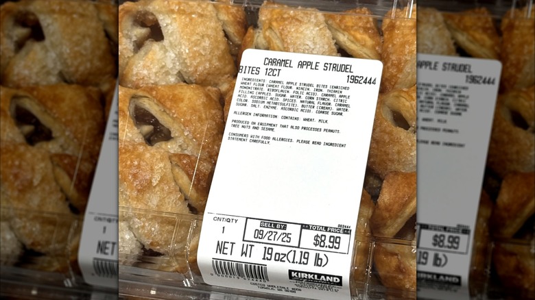 A package of Costco caramel apple strudel bites