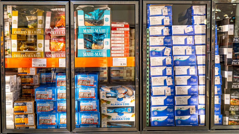 Frozen Seafood case at Costco