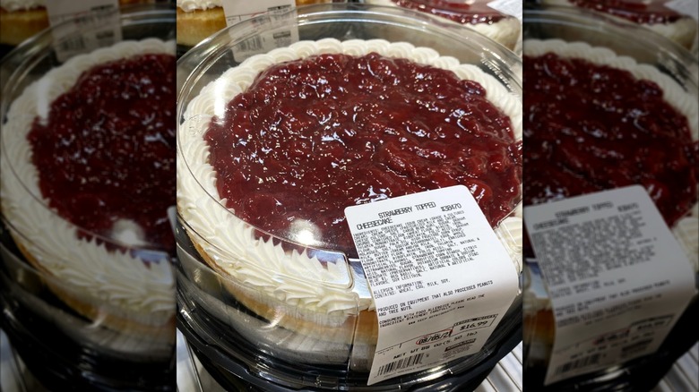 A Kirkland Signature New York Style Strawberry Cheesecake in display packaging