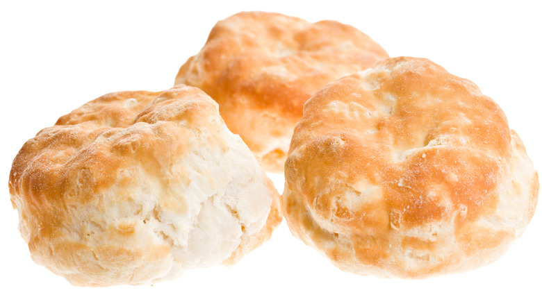 Buttermilk biscuits on a white background