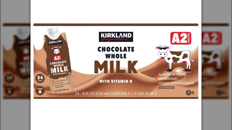 Box of Kirkland Signature A2 Chocolate Milk, 8 fl oz, 24-count