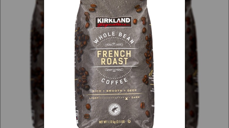Bag of kirkland whole bean french roast coffee
