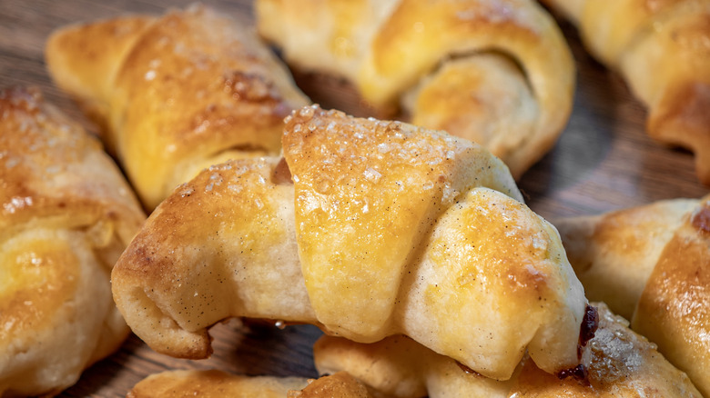 Crescent rolls on a wooden table