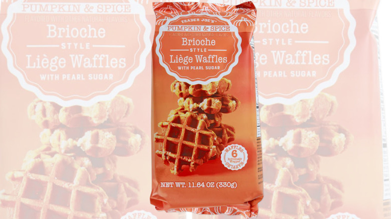 A package of Pumpkin & Spice Brioche Style Liège Waffles