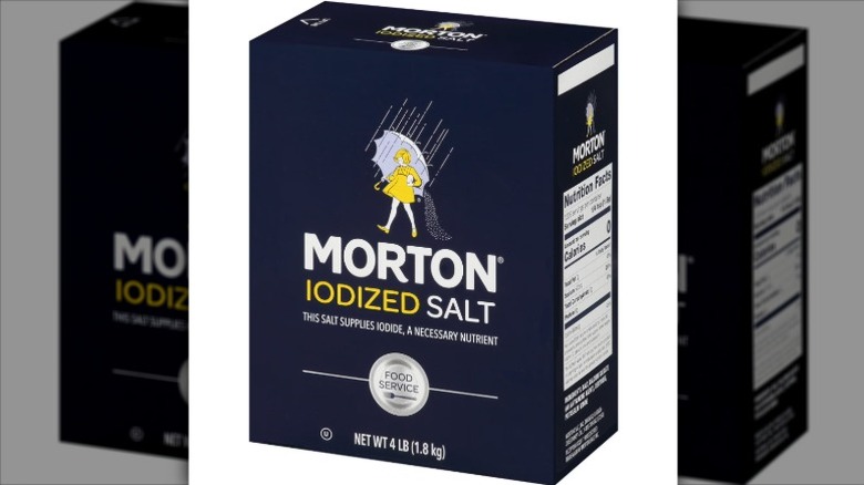 A box of Morton Iodized Salt