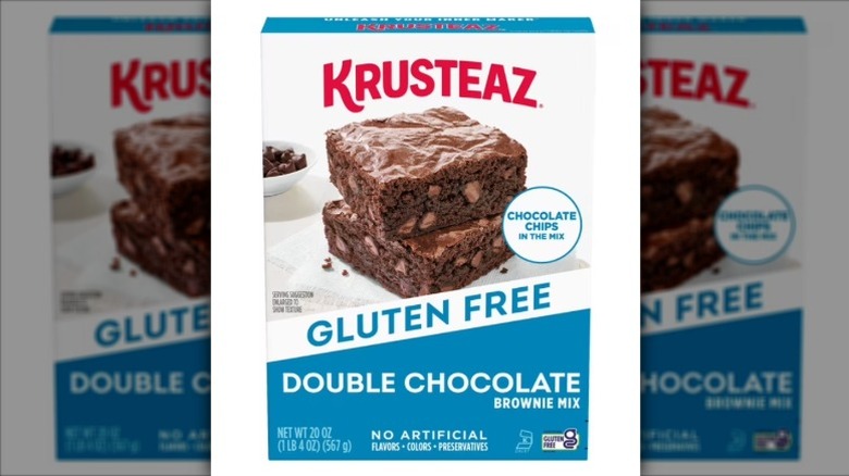 A box of Krusteaz Gluten Free Double Chocolate Brownie Mix