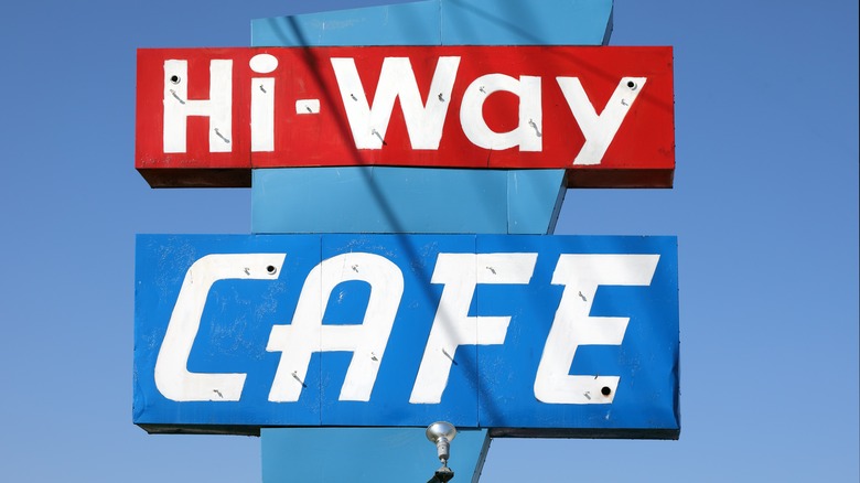 Exterior signage for the Hi-Way Cafe