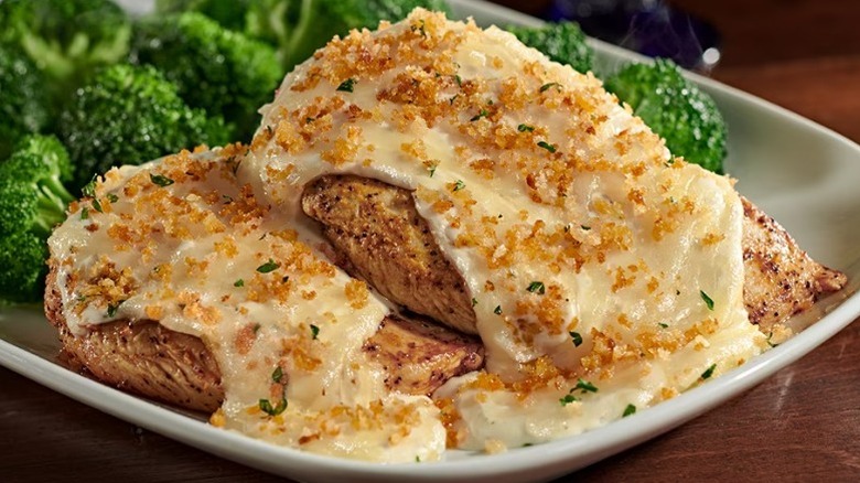 LongHorn Steakhouse's Parmesan Crusted Chicken with broccoli