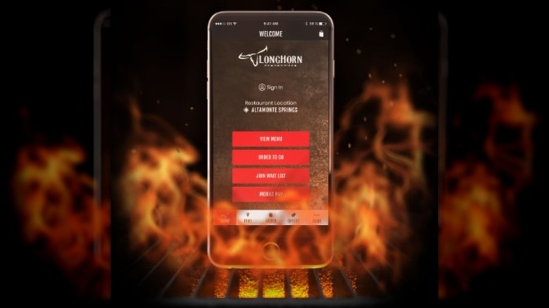 A view of LongHorn Steakhouse's nifty app