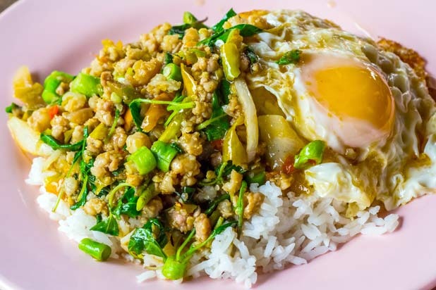 Fried Eggs with Wild Rice and Sautéed Kale Recipe