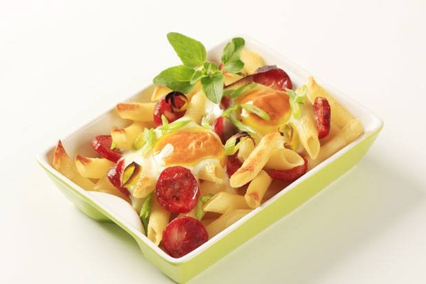 Spicy Garlic Pasta with Fried Eggs Recipe