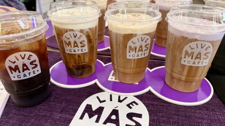 Four different Taco Bell Cold Brews at the Live Más Café