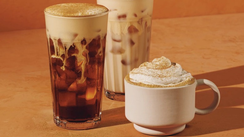 Starbucks hot and iced Pumpkin Spice Lattes