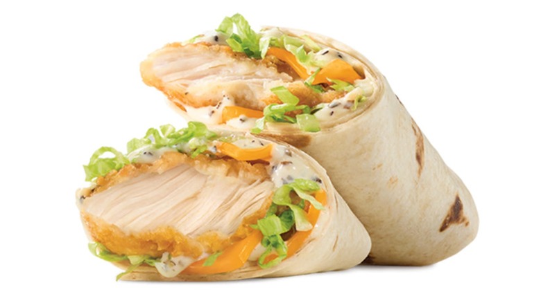 Arby's Ranch Chicken Wrap on a white background