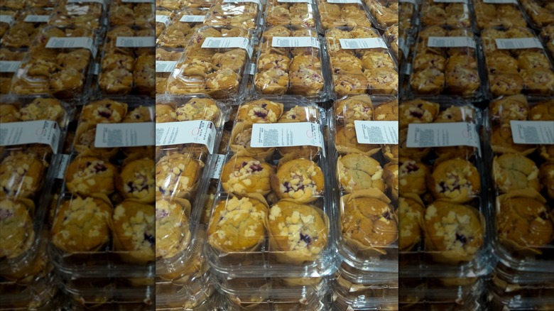 Costco muffins on display in a Costco store