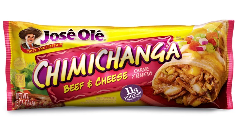 An individually wrapped José Olé Beef & Cheese Chimichanga