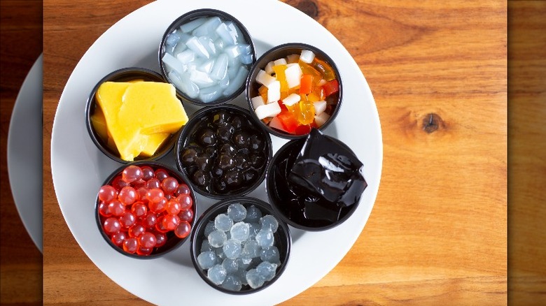 Various boba toppings 